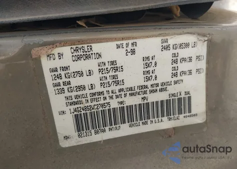 1998 Jeep Grand Cherokee Laredo из США, поврежденный, VIN 1J4GZ48S2WC270575